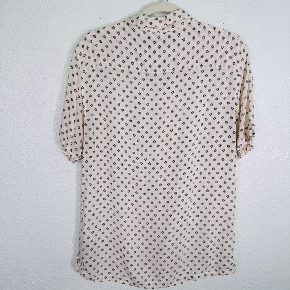 AllSaints Shirt Mens Medium Horseshoe Print Lucky Camp Collar Soft Button Up - Picture 2 of 10